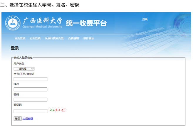 2024年广西医科大学缴费流程
